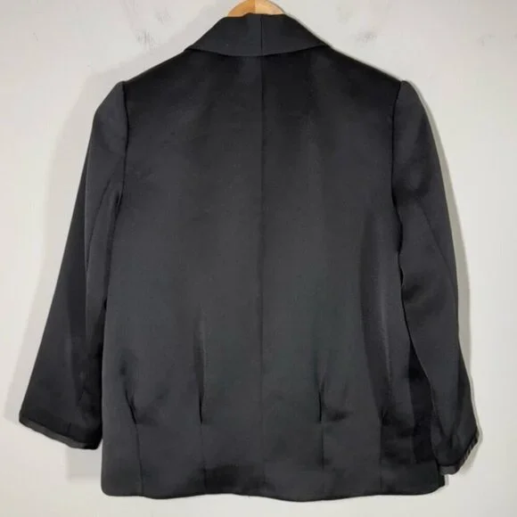 Reiss Violet Open Front Matt Black Jacket Blazer size S - Picture 8 of 8